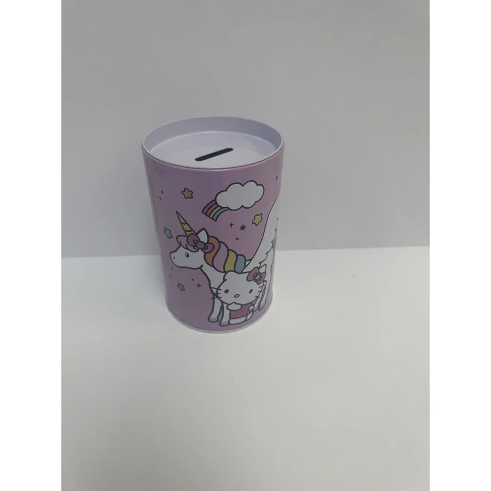 Hello Kitty Unicorn Tin Coin Bank Pink Metal Piggy Bank Savings Can Sanrio Kids
